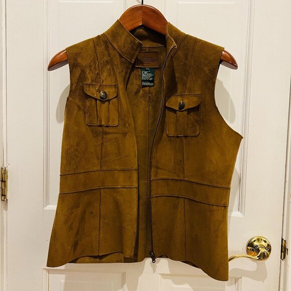 Vintage Suede LAUREN DRY GOODS SUPPLY COMPANY Sleeveless Vest Petite Medium - Picture 2 of 16